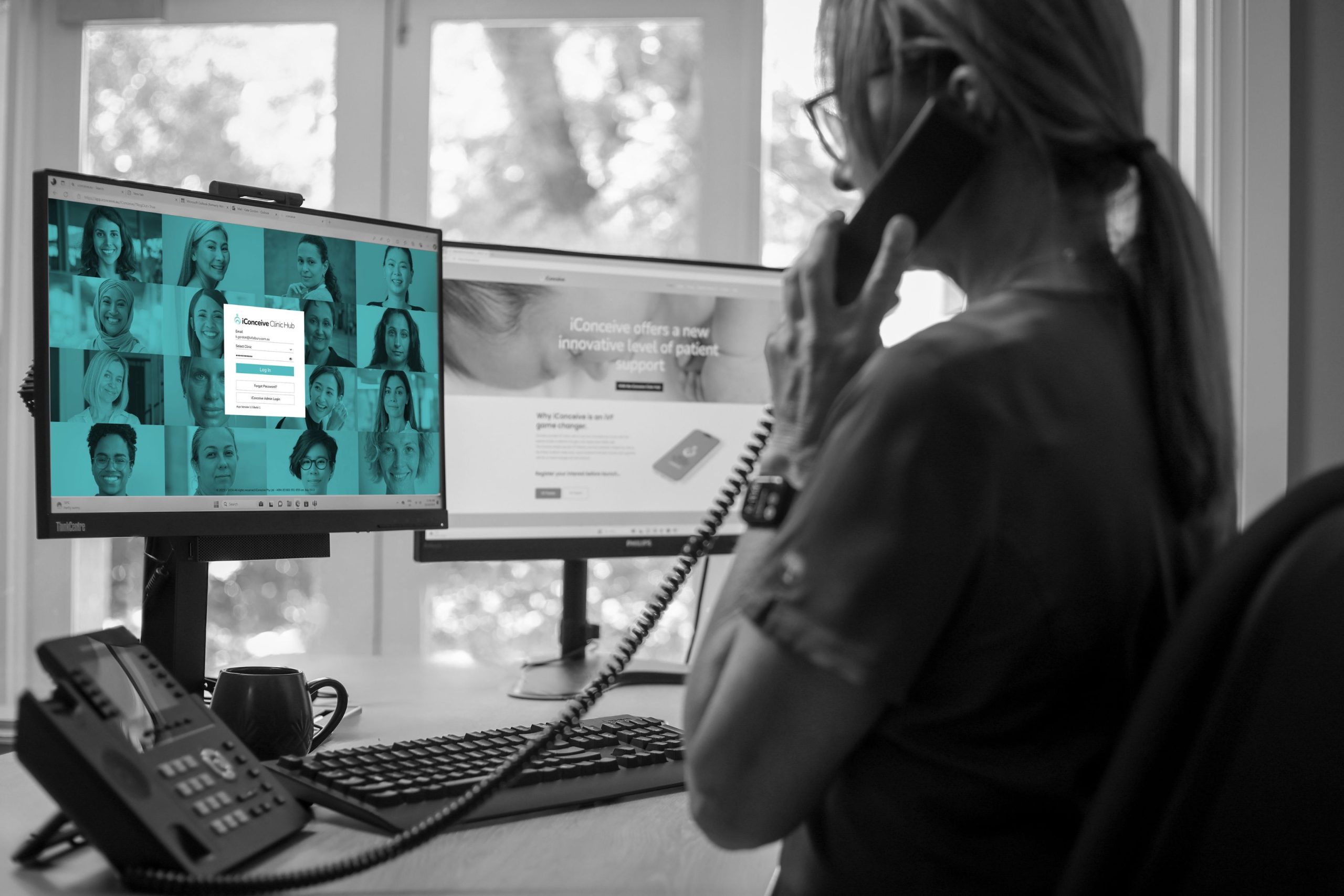 Clinic staff using the iConceive Clinic Hub software